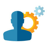 Avatar and gear icons